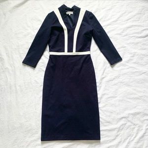 hobbs navy and white dress